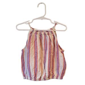 Gap Kids Girl's Cream Striped Linen Blend Tank Top Size S 2024